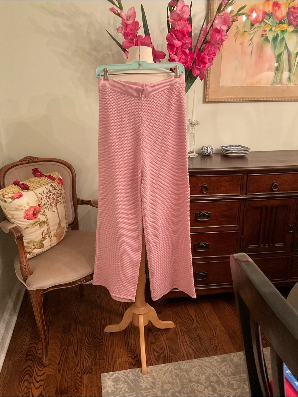 Free People Hailee Pink Knit Wide-Leg Lounge Pants